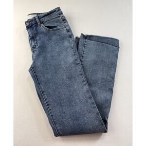 RSQ Mid Rise Boot Cut Jeans Womens Size 7/28 Light Wash Raw Hem Stretch